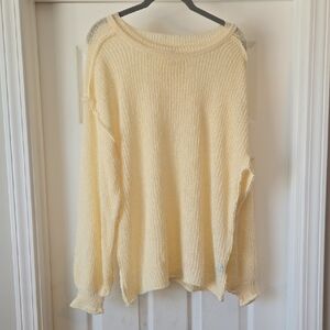 POL Cream Loose-Knit Scoop Neck Sweater